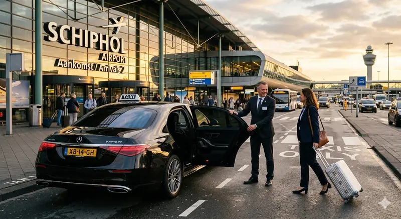 Professionele chauffeur bij Schiphol